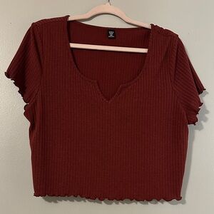 SHEIN Burgundy Ribbed Crop Top
